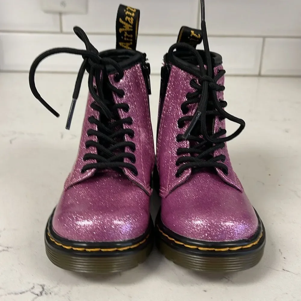 Dr. Martens 1460 8-Eye Glitter Boot - Little Kid / Toddler- Pink Size 7